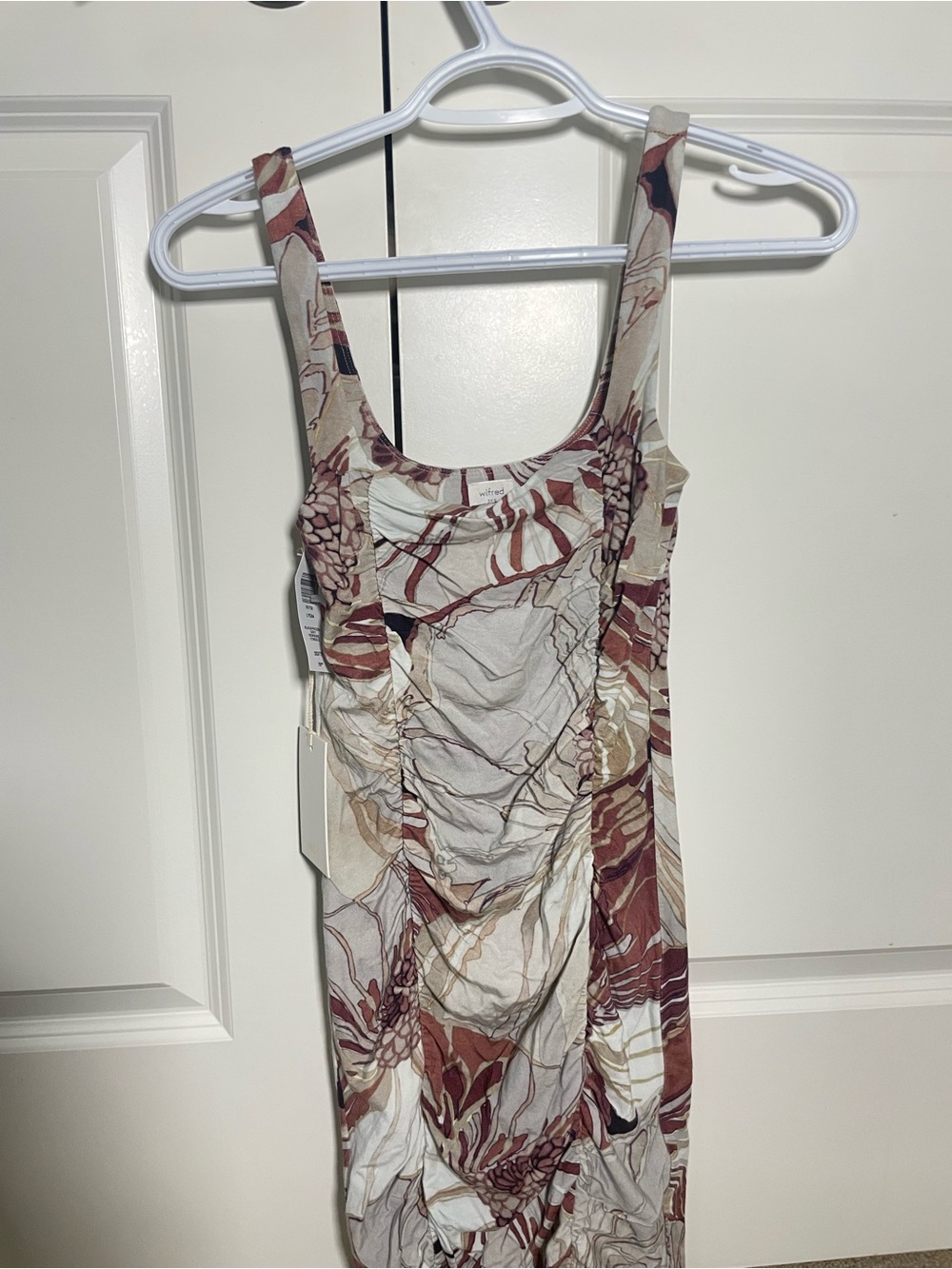 Aritzia Wilfred Lydia Dress Cream Tank Dress with Floral Print